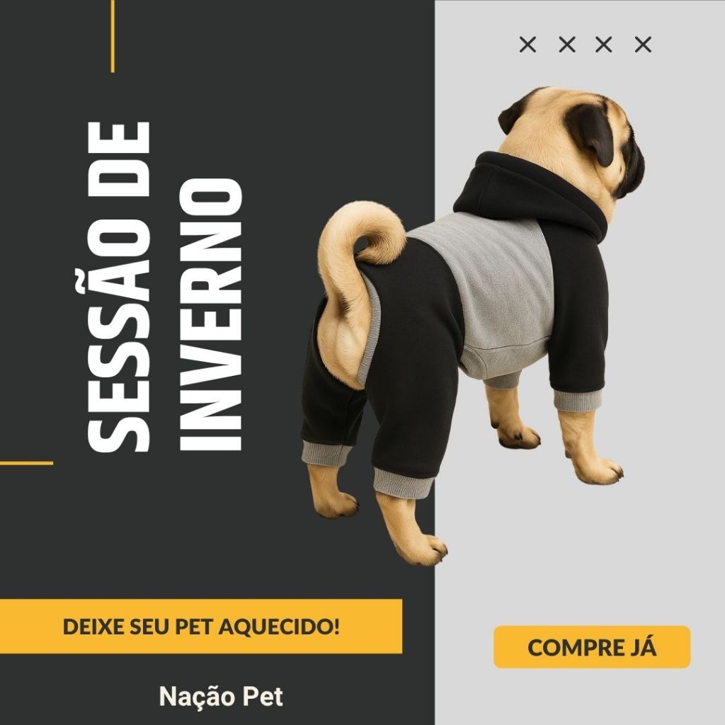 Macacão moletom Nação Pet Inverno com Capuz Cães e Gatos