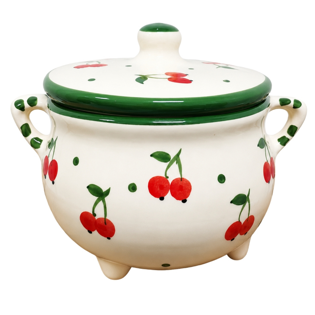 Kit jogo Cozinha Cerâmica Cereja Verde