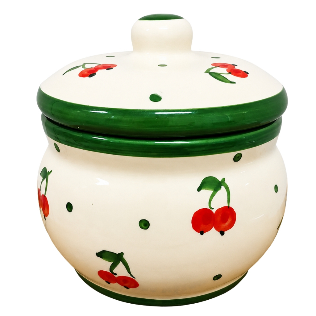 Kit jogo Cozinha Cerâmica Cereja Verde