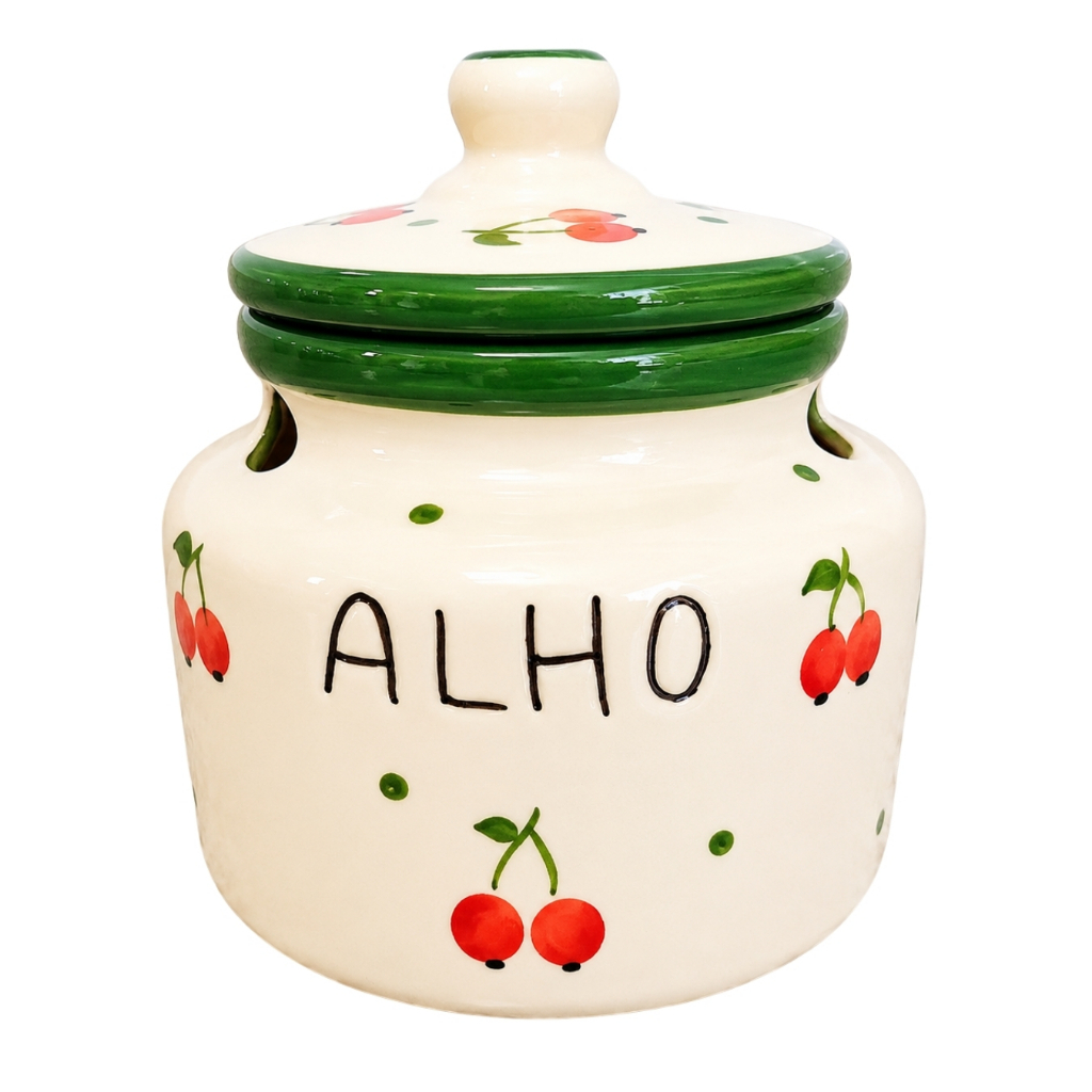 Kit jogo Cozinha Cerâmica Cereja Verde