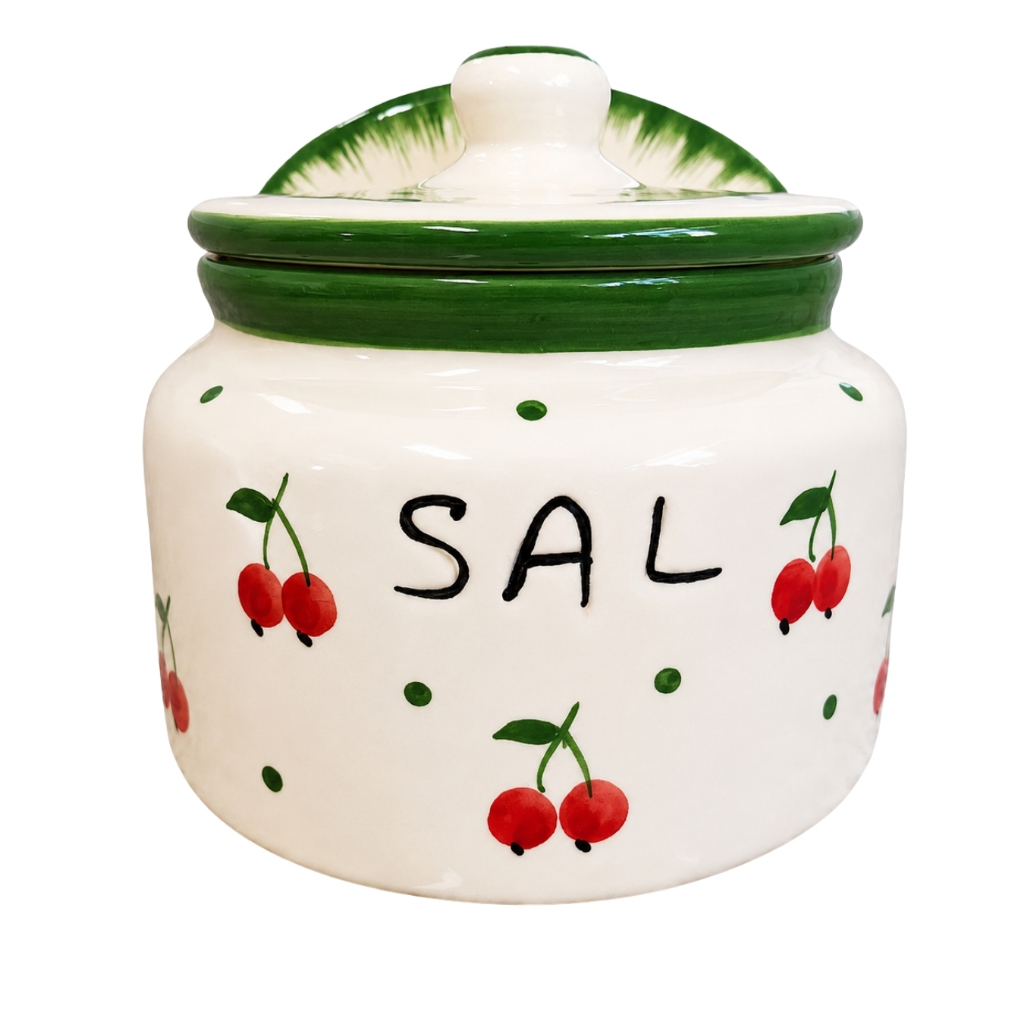 Kit jogo Cozinha Cerâmica Cereja Verde