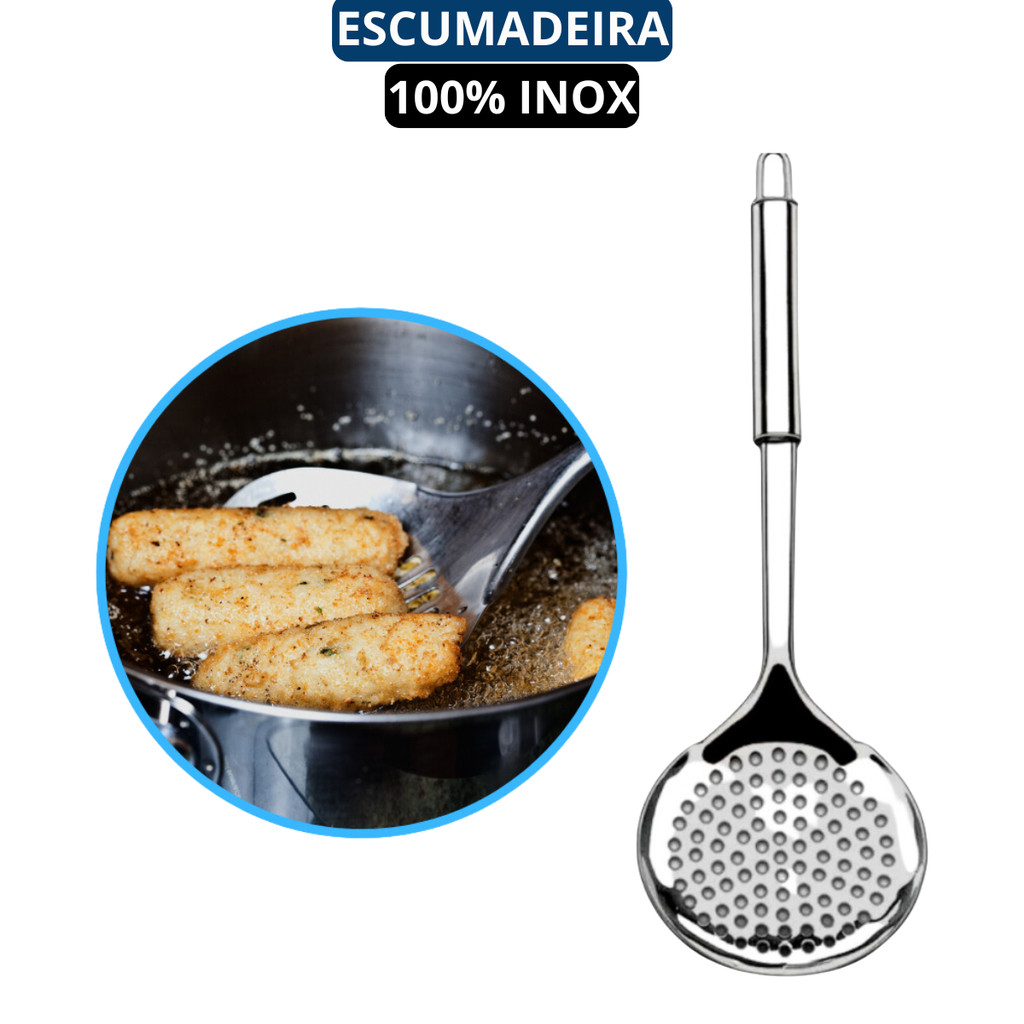 Kit com 6 Utensílios de Cozinha em Aço Inox