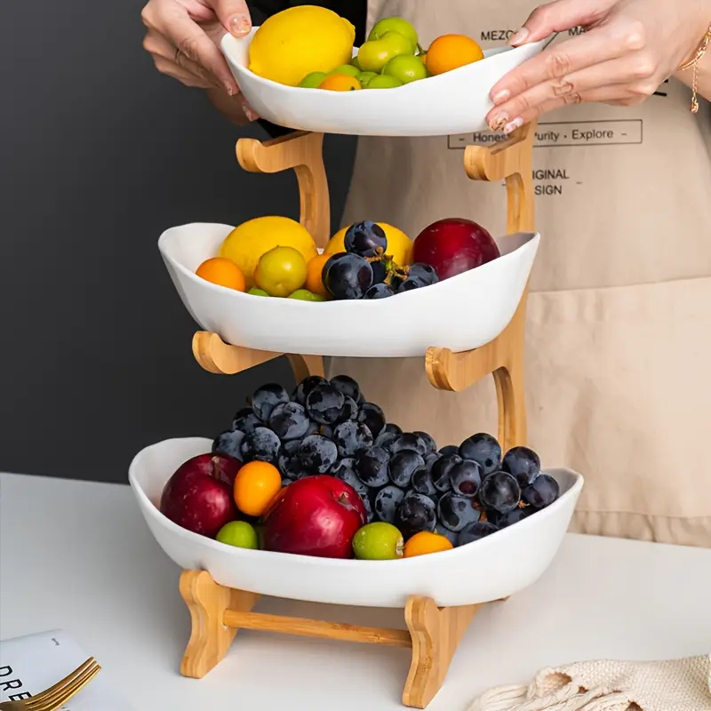 Fruteira com 3 andares+ Bandeja para Lanche Suporte Decorativo
