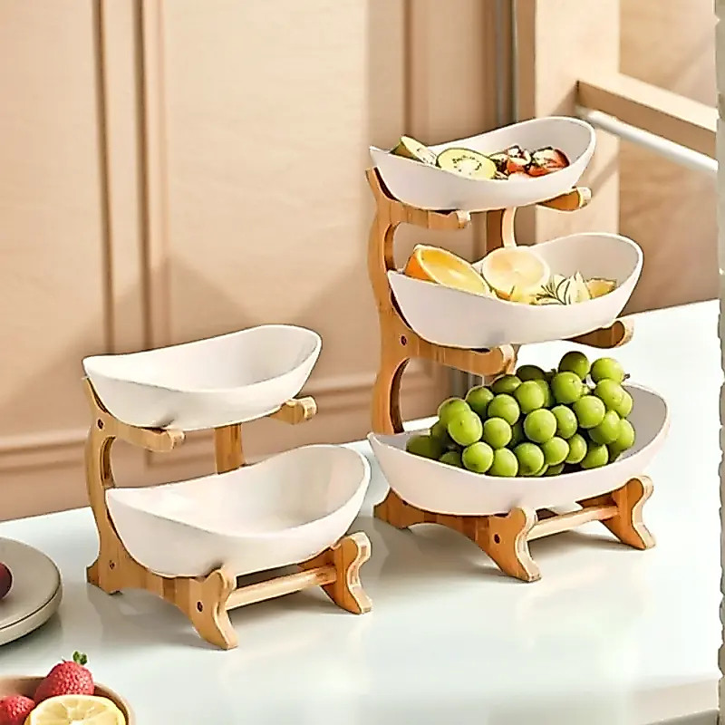 Fruteira com 3 andares+ Bandeja para Lanche Suporte Decorativo