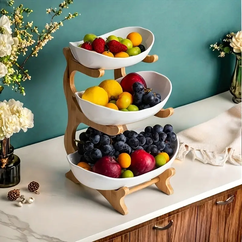 Fruteira com 3 andares+ Bandeja para Lanche Suporte Decorativo
