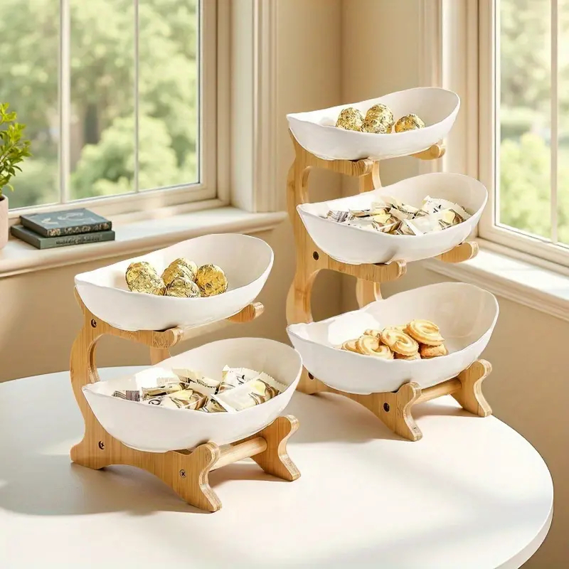 Fruteira com 3 andares+ Bandeja para Lanche Suporte Decorativo