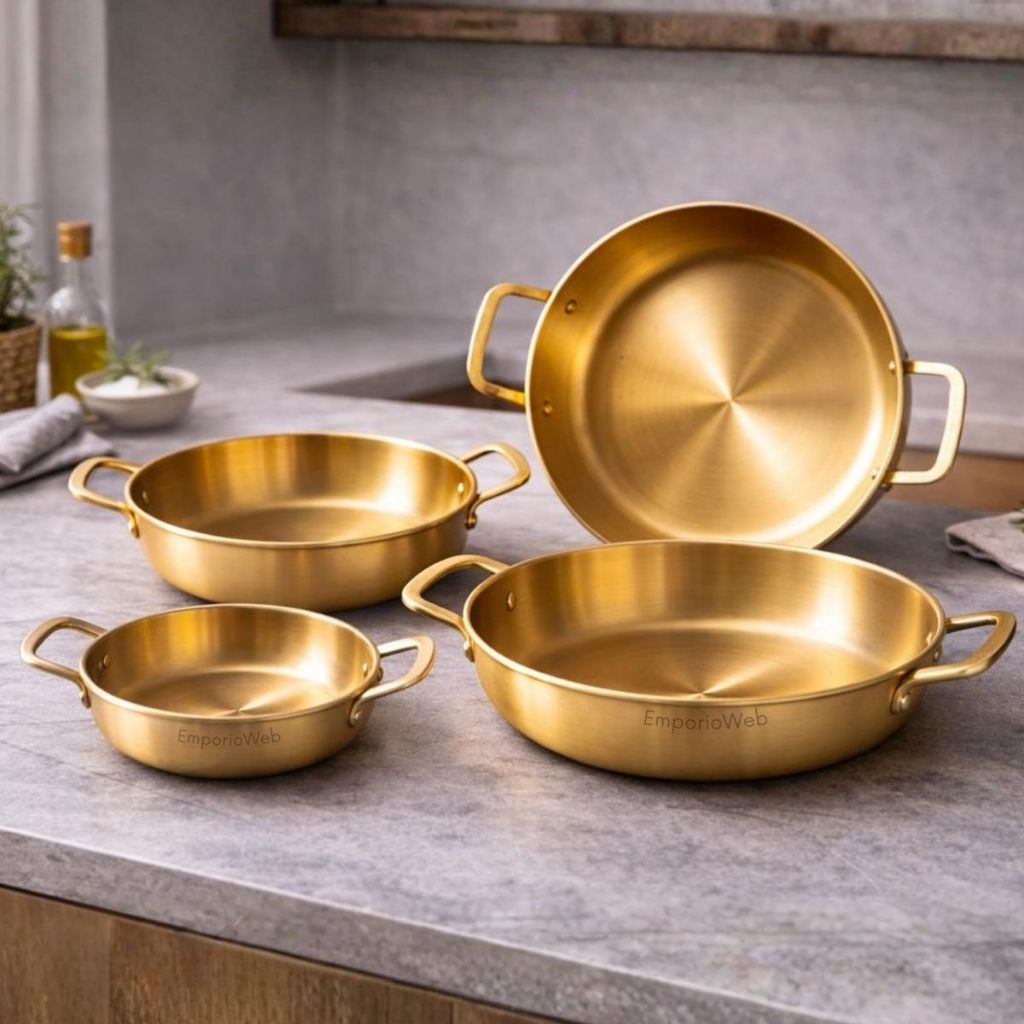 Bandeja Dourado de Aço inox Travessa Multiuso