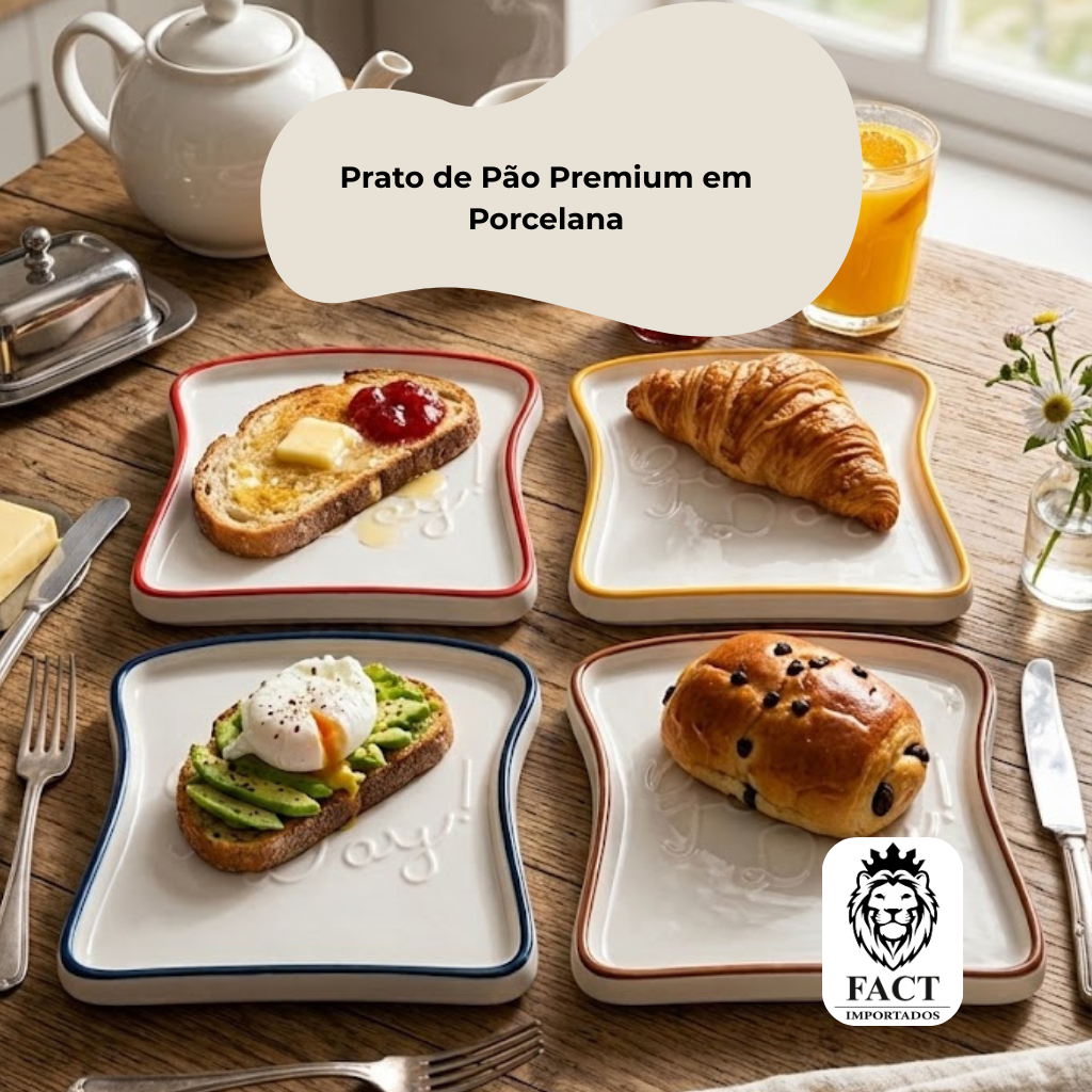 Prato em Formato de Pão de Porcelana