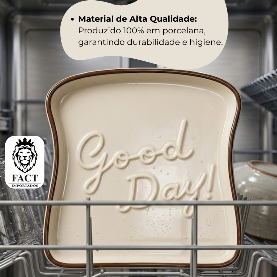 Prato em Formato de Pão de Porcelana