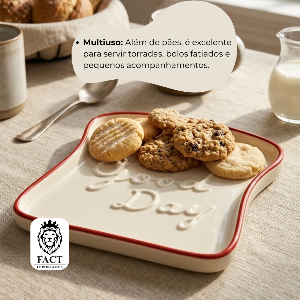 Prato em Formato de Pão de Porcelana