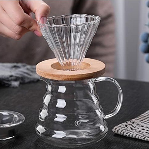 Cafeteira de Vidro Borrossilicato Com Tampa e Filtro 600ml
