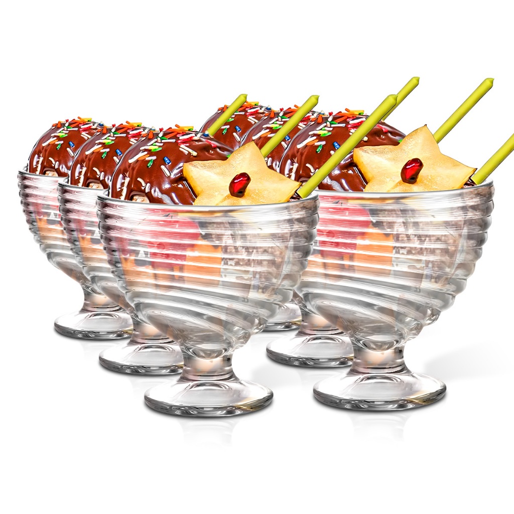 Conjunto de Taças de Vidros Lapidados 230ml Para Sobremesa