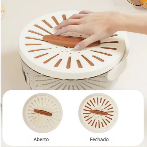 " Cesto de Drenagem Com Cabo Dobrável & Tampa de Legumes De Grande Capacidade Para Lavagem de Frutas"