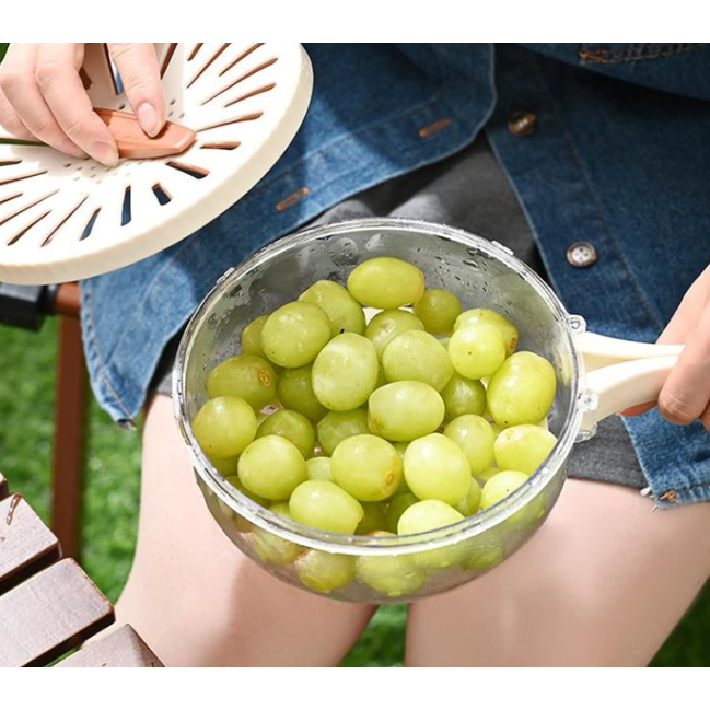 " Cesto de Drenagem Com Cabo Dobrável & Tampa de Legumes De Grande Capacidade Para Lavagem de Frutas"