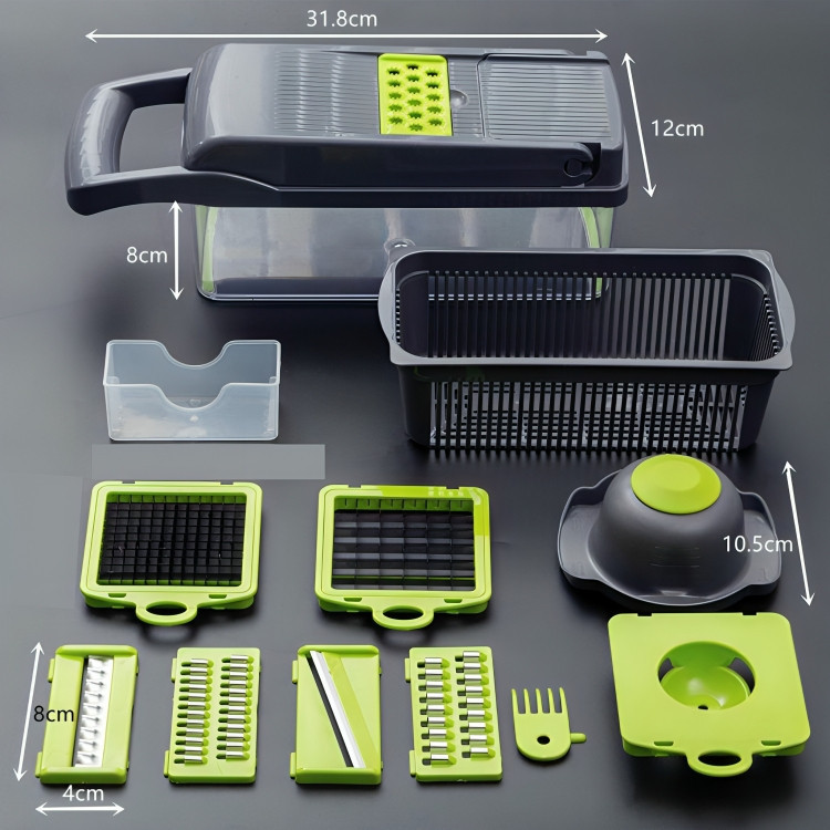 " Fatiador Cortador Ralador de Legumes Multiuso & Elegância para Cozinha... De Slicer Aço Inox 14 x 1 _ Verduras frutas"