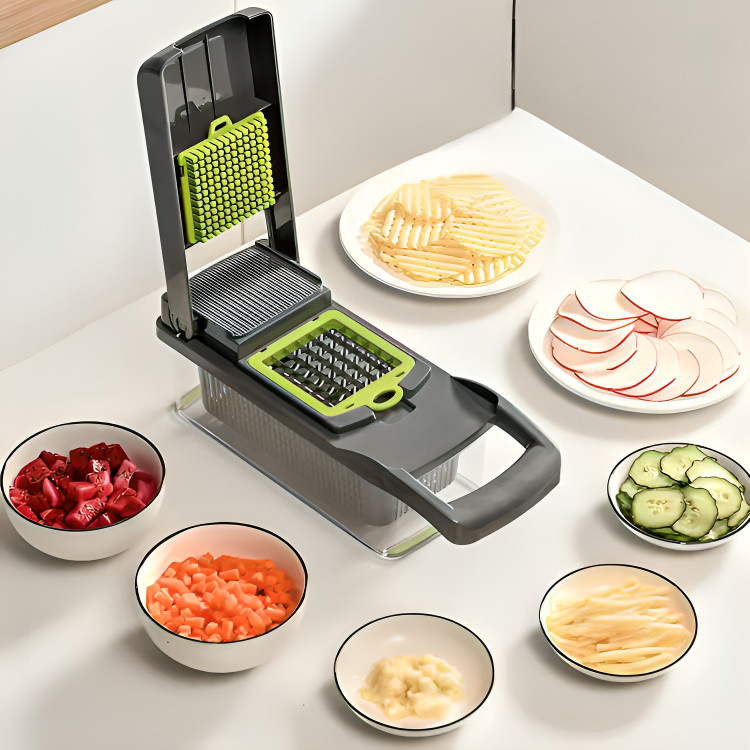" Fatiador Cortador Ralador de Legumes Multiuso & Elegância para Cozinha... De Slicer Aço Inox 14 x 1 _ Verduras frutas"