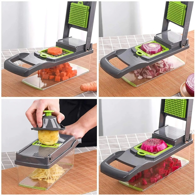 " Fatiador Cortador Ralador de Legumes Multiuso & Elegância para Cozinha... De Slicer Aço Inox 14 x 1 _ Verduras frutas"