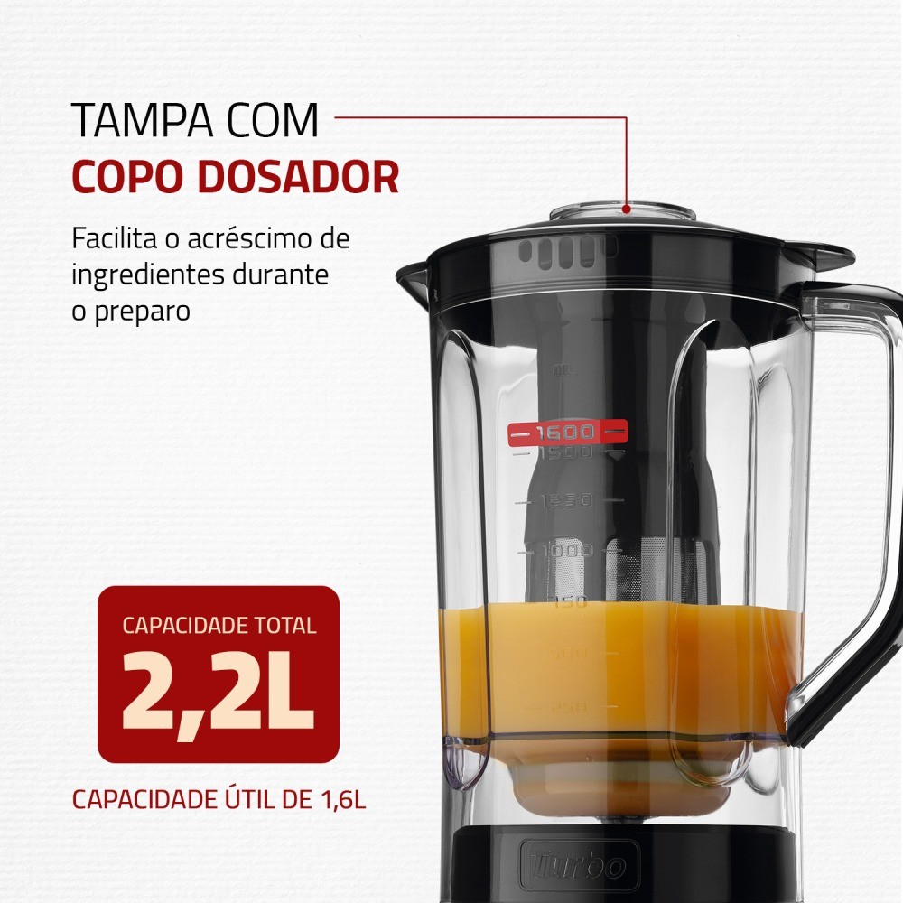 " Liquidificador 3 velocidades Turbo Power preto - L-99FB - Mondial"