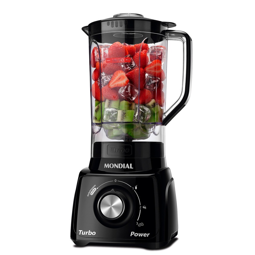 " Liquidificador 3 velocidades Turbo Power preto - L-99FB - Mondial"