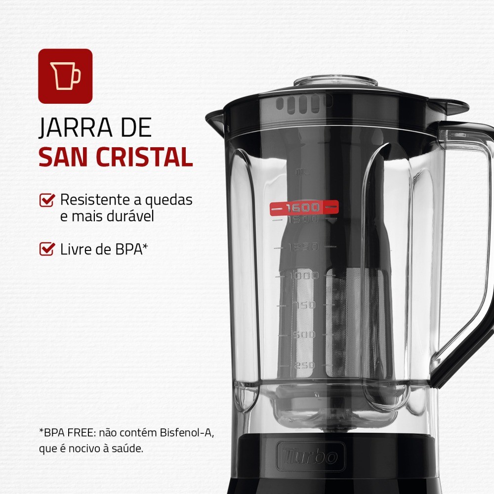 " Liquidificador 3 velocidades Turbo Power preto - L-99FB - Mondial"