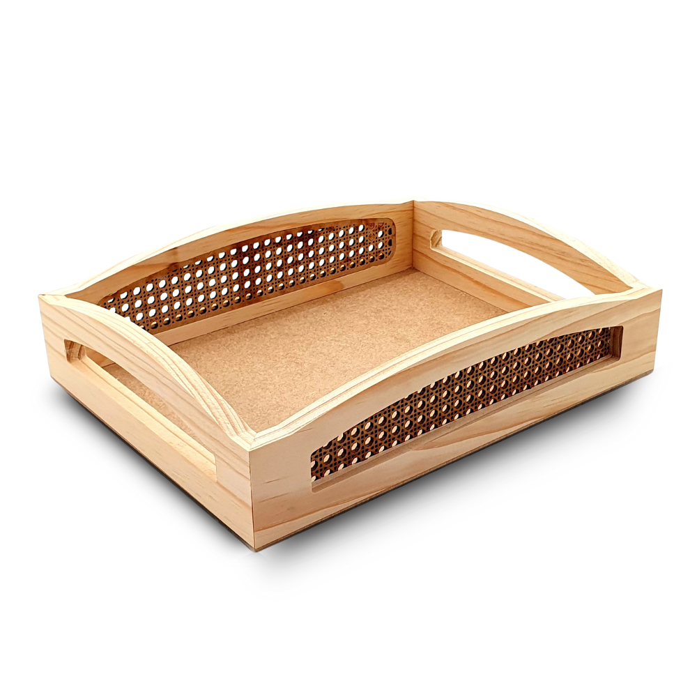 " Kit Bandeja e Porta Guardanapo em Madeira Pinus – Decoração Estilo Farmhouse Mesa Posta"