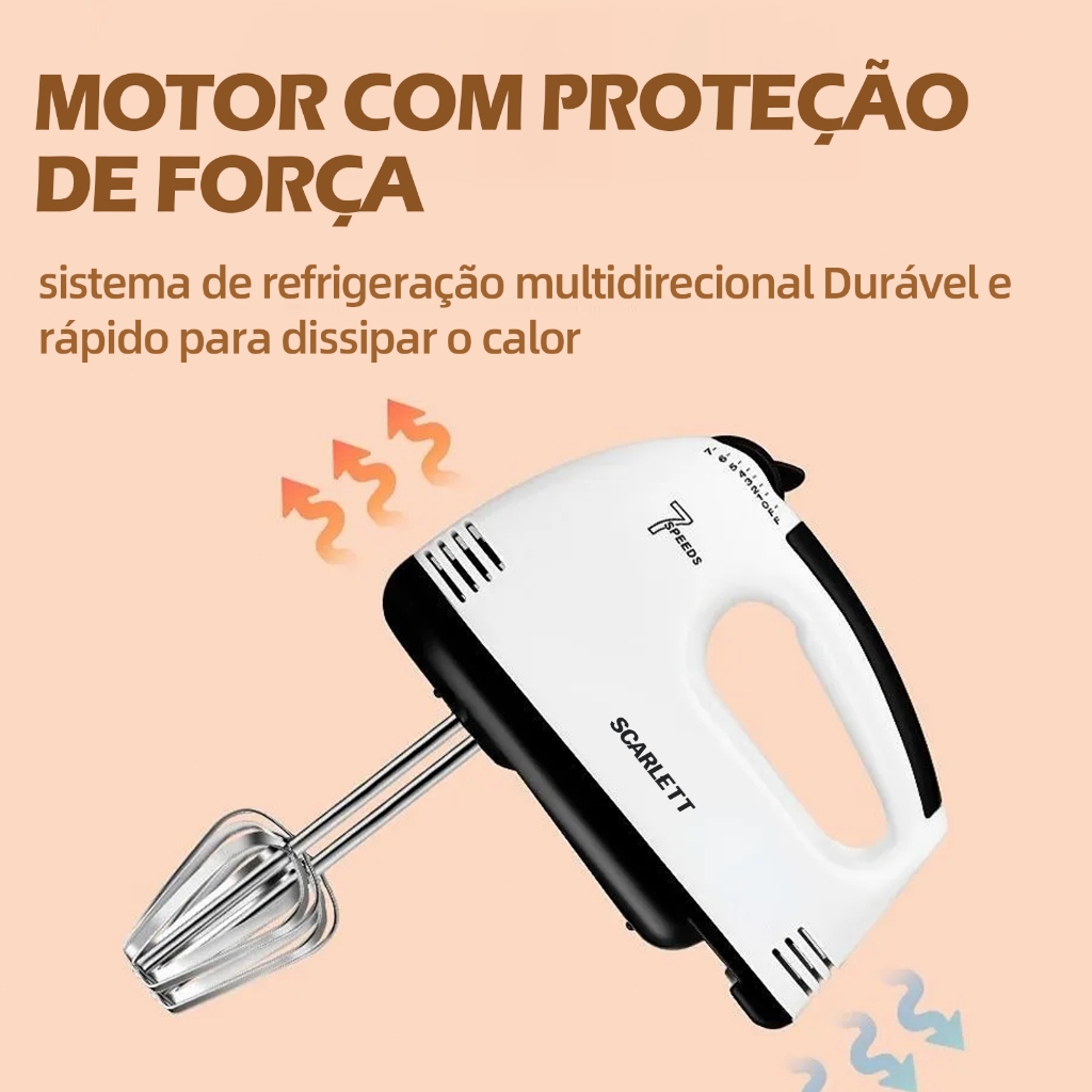 "Batedeira De Mão Elétrica Bolo Chantilly 7 Velocidades 260W Batedeira Massa Bolo Ovos 110V"