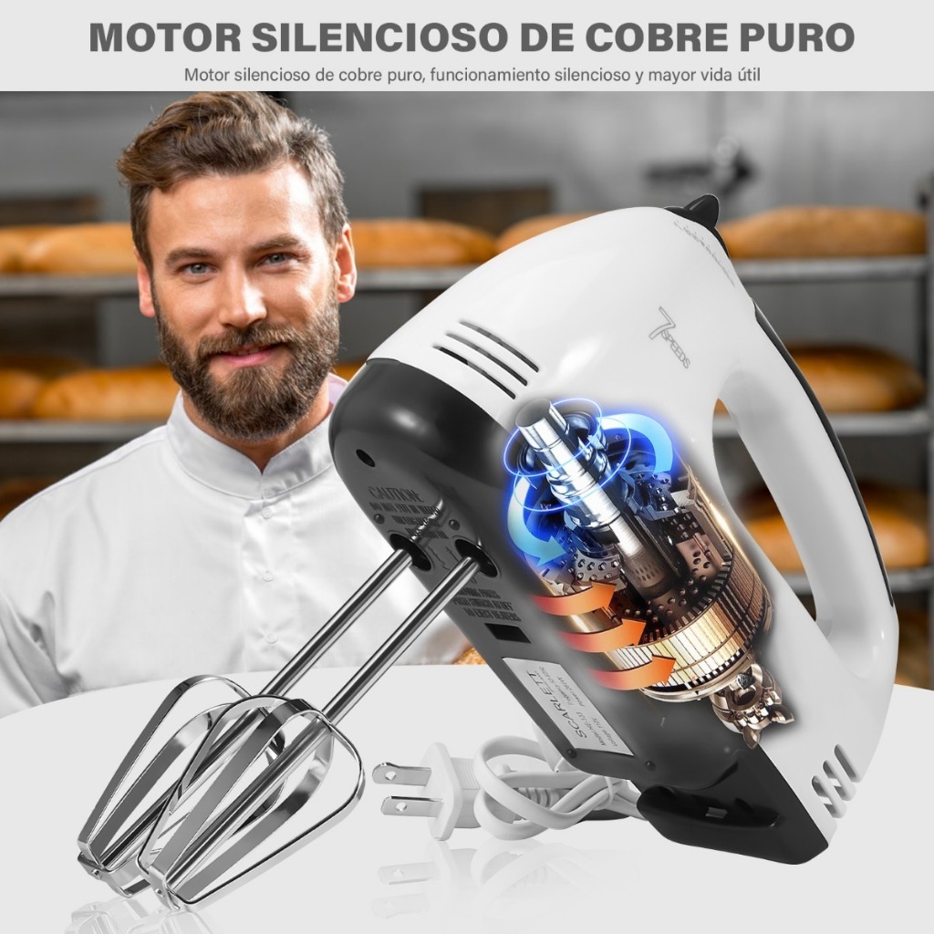 "Batedeira De Mão Elétrica Bolo Chantilly 7 Velocidades 260W Batedeira Massa Bolo Ovos 110V"