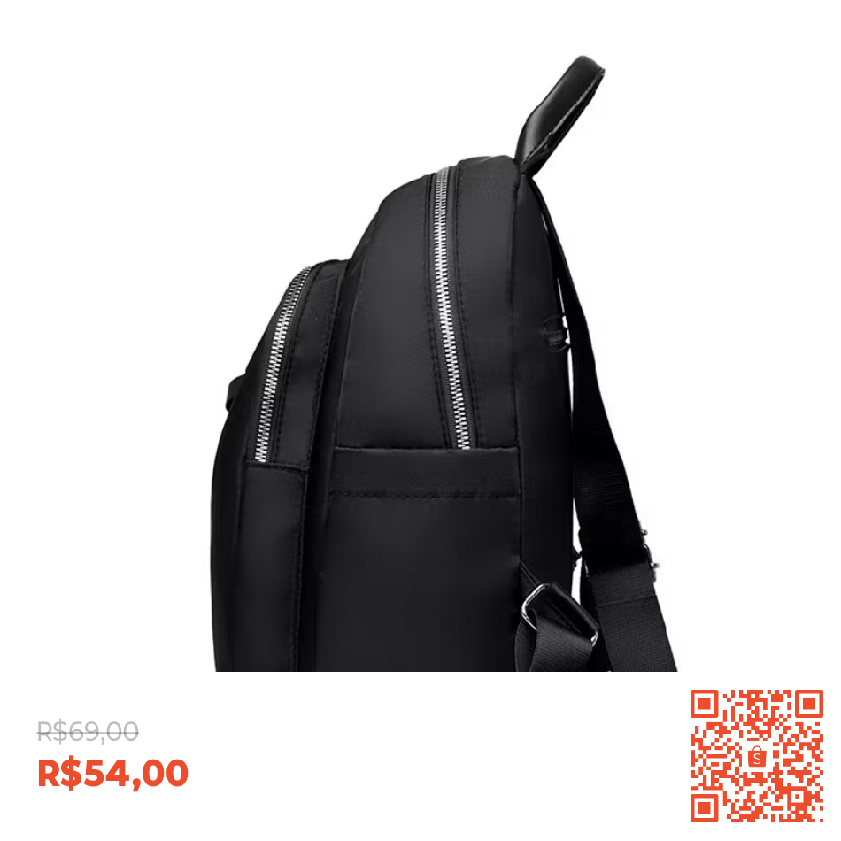 Mochila Feminina impermeável Escola resistente nylon tamanho médio com chaveiro (W-106)