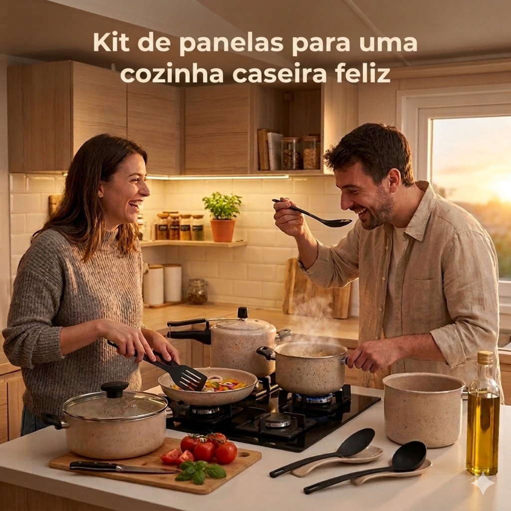 "Jogo De 9 Panelas Antiaderente Teflon Com Panela Pressão 2l"