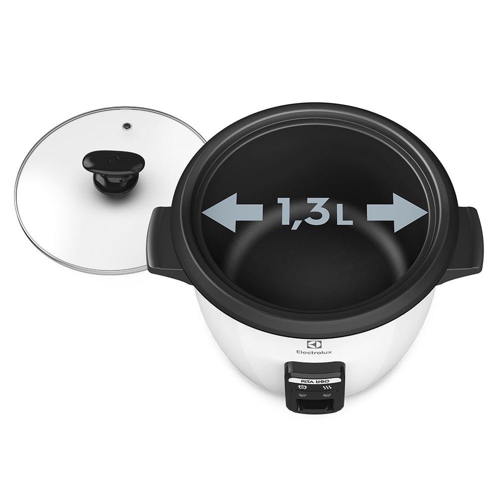 "Panela de Arroz Elétrica Electrolux por Rita Lobo 1,3L Branca Efficient RCB50"