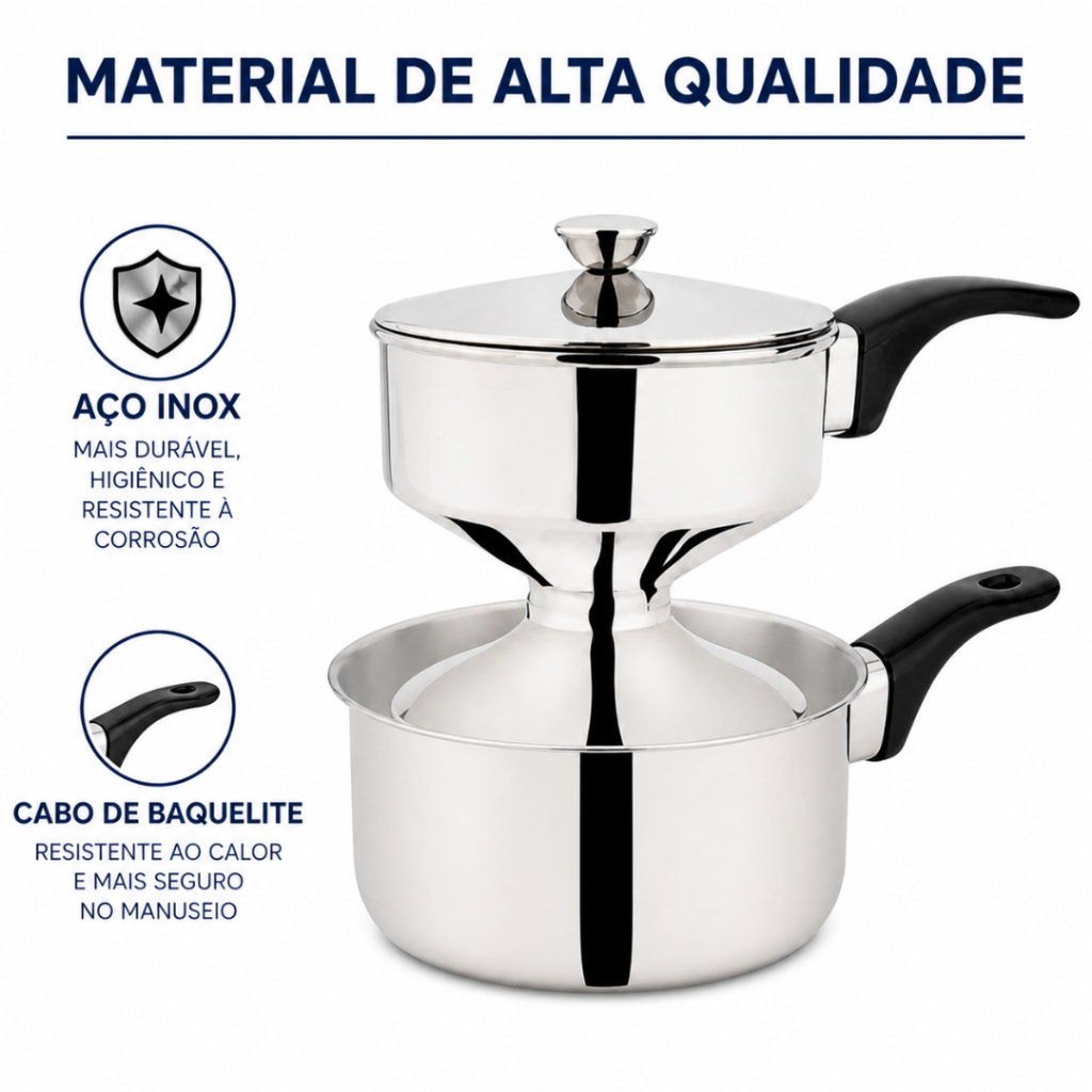 "Mini Cuscuzeira Individual Aço Inox Premium Importado"