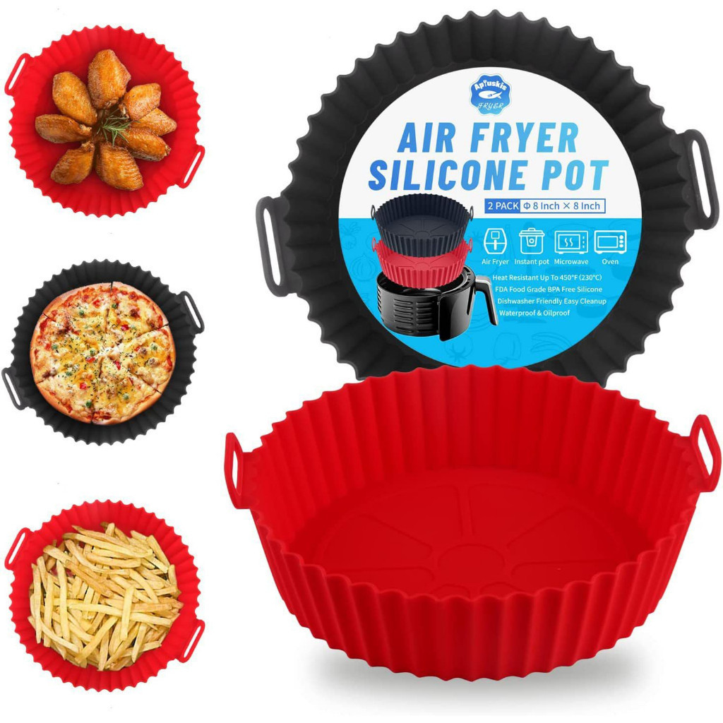 "KIT 1 a 3 Forma De Silicone Para Air Fryer Forno Fritadeira Assadeira Reutilizável Antiaderente"