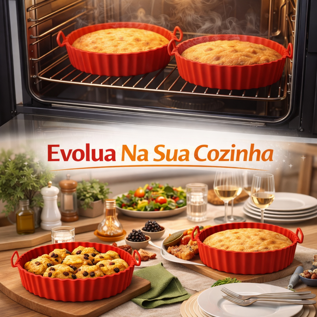 "Kit 6 Forma de Silicone para Fritadeira Air Fryer com Alça Antiaderente Cozinha"