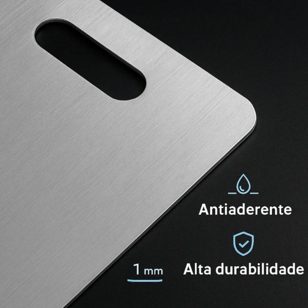 "Tábua De Corte De Titânio Inox Cozinha Taboa Churrasco Carne Lisa Titânio Aço Inoxidável"