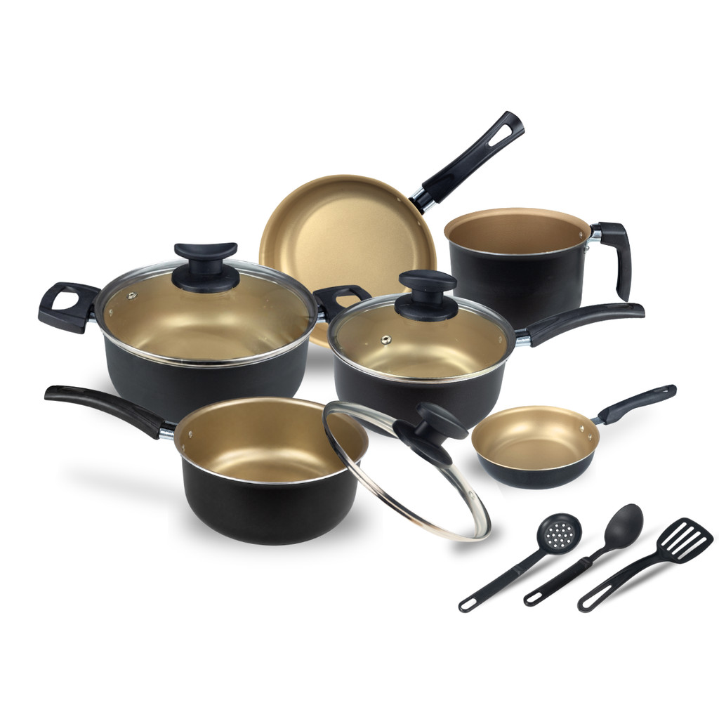 Jogo Panela Caçarola Conjunto Kit 9 Pçs Antiaderente Tampa Vidro Teflon