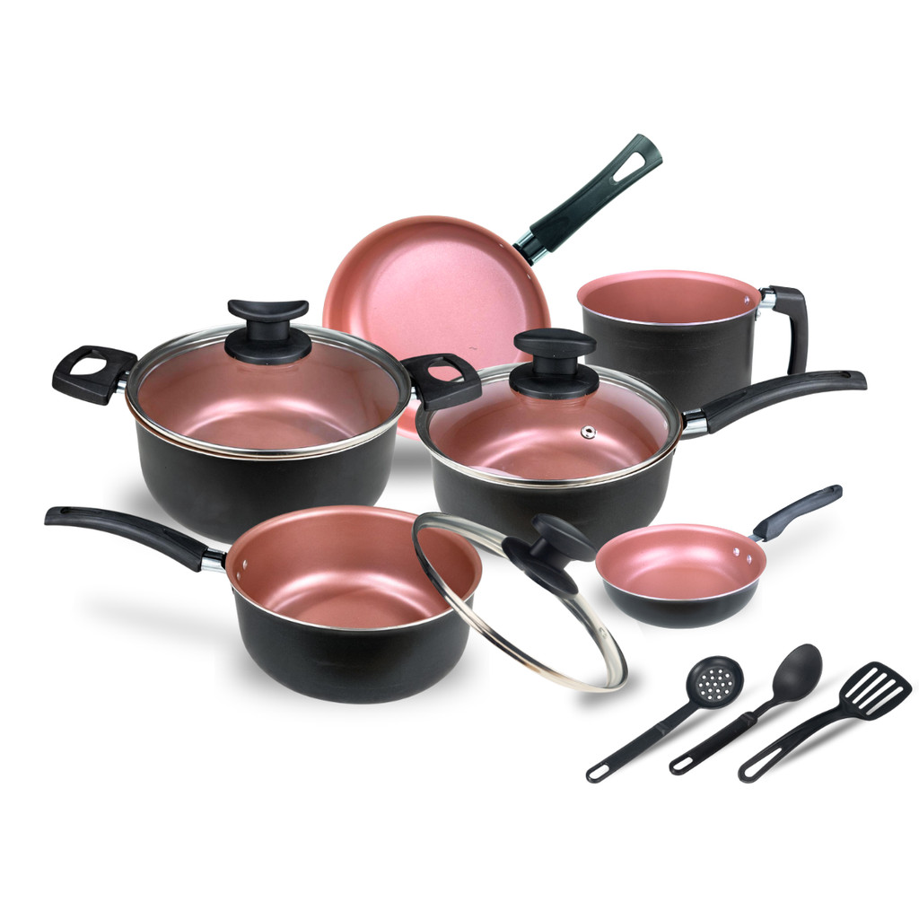 Jogo Panela Caçarola Conjunto Kit 9 Pçs Antiaderente Tampa Vidro Teflon