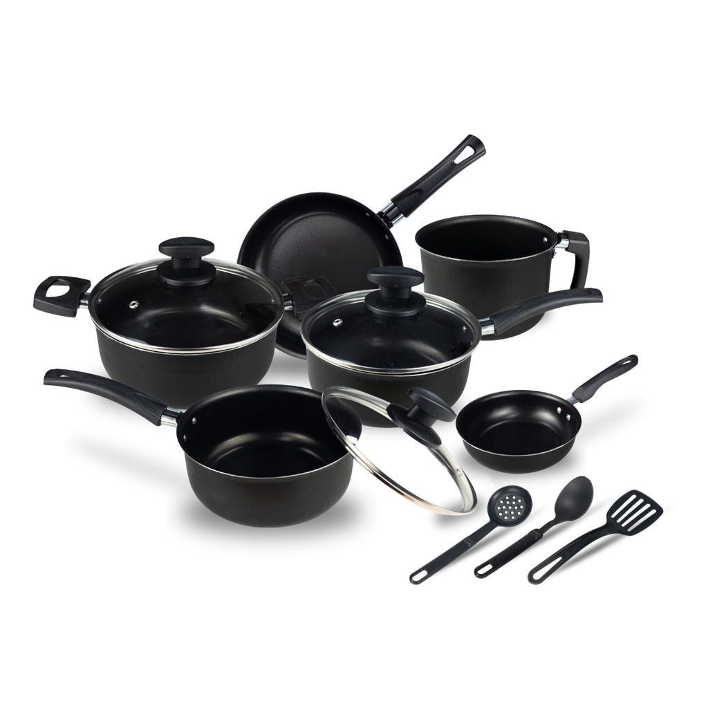 Jogo Panela Caçarola Conjunto Kit 9 Pçs Antiaderente Tampa Vidro Teflon