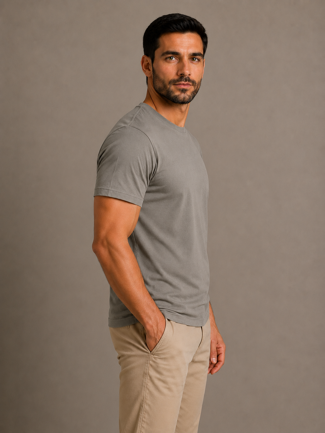 Camiseta Cinza Chumbo de Algodão Egípcio