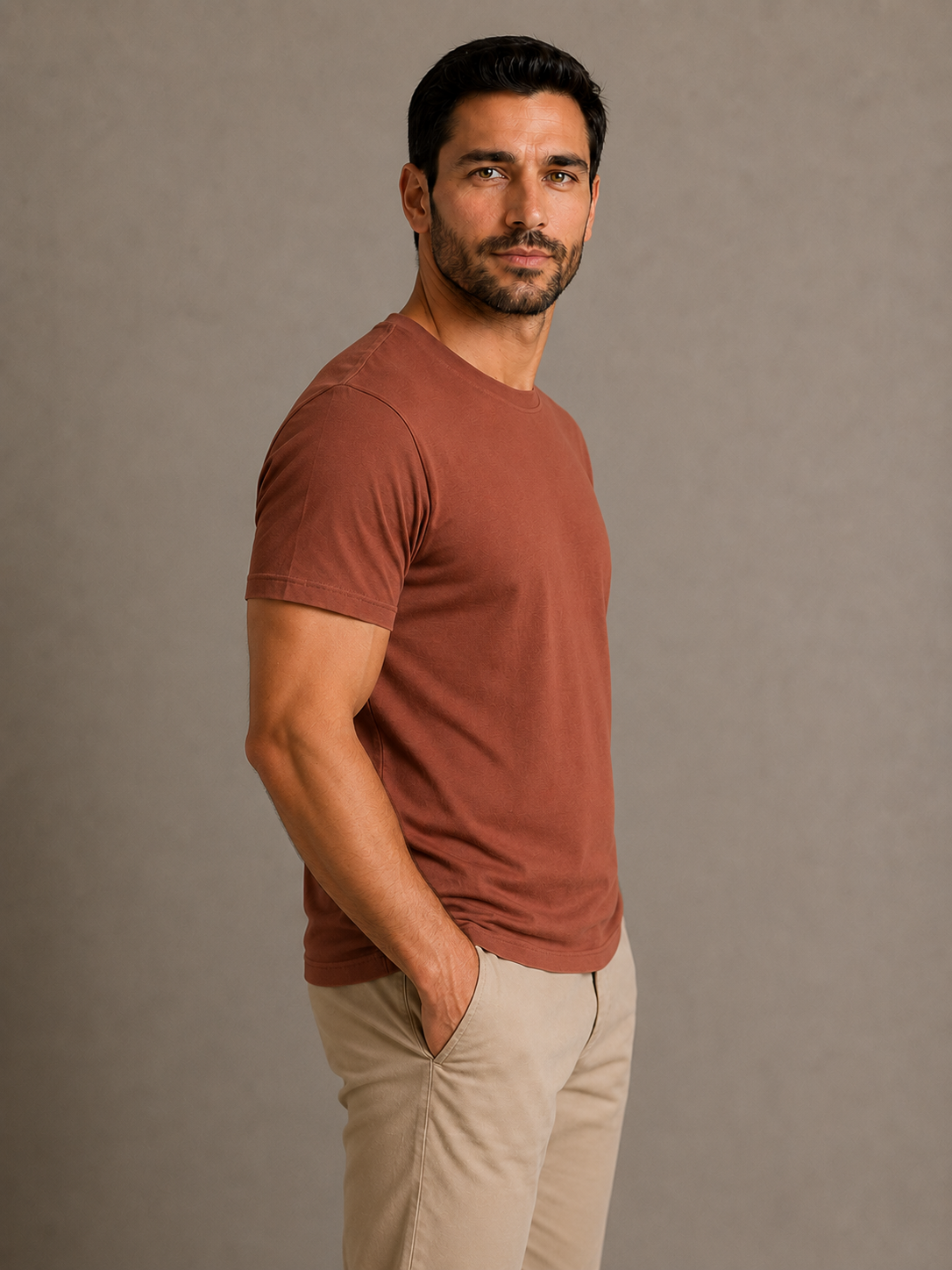 Camiseta Marrom de Algodão Egípcio