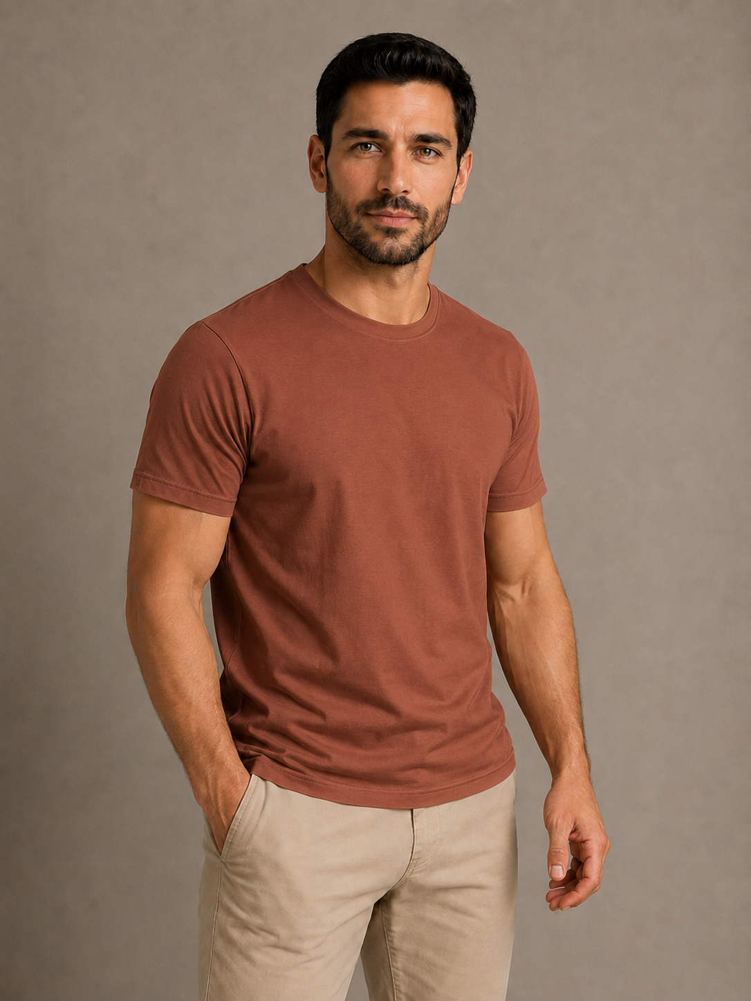 Camiseta Marrom de Algodão Egípcio