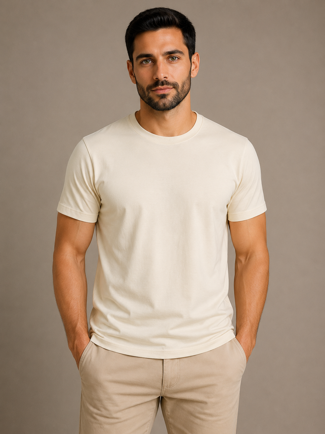 Camiseta Bege de Algodão Egípcio