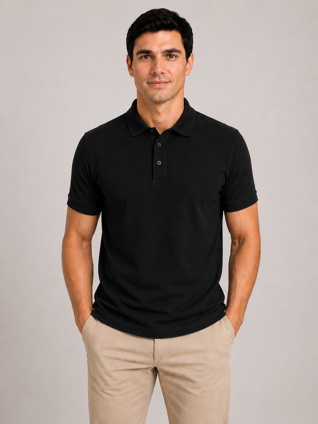 Polo Algodão com Elastano Preta Confortável