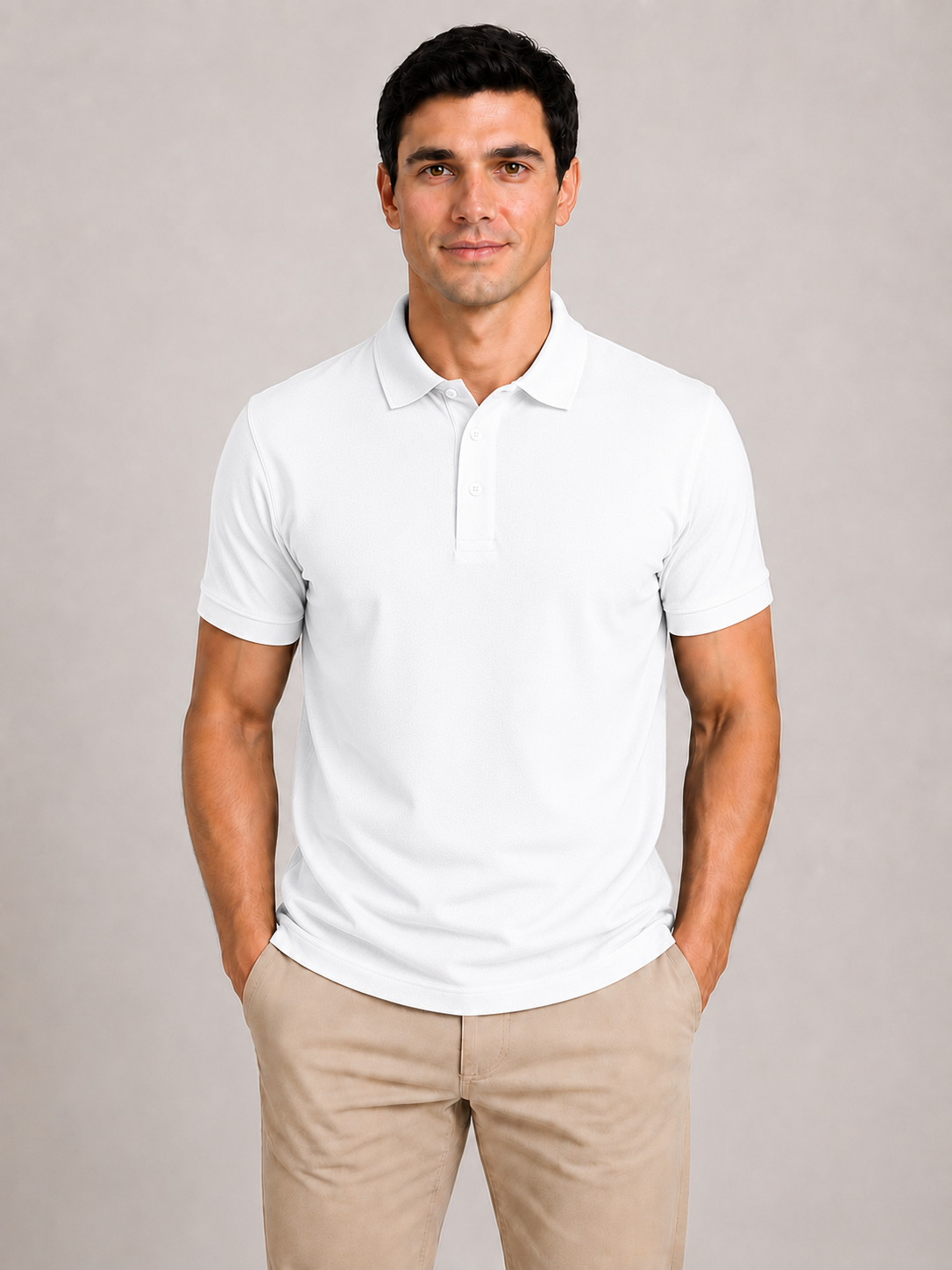 Polo Algodão com Elastano Branca Confortável