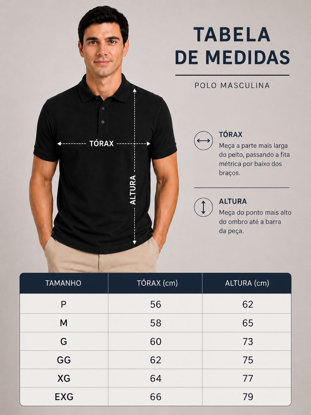 Polo Algodão com Elastano Bege Confortável