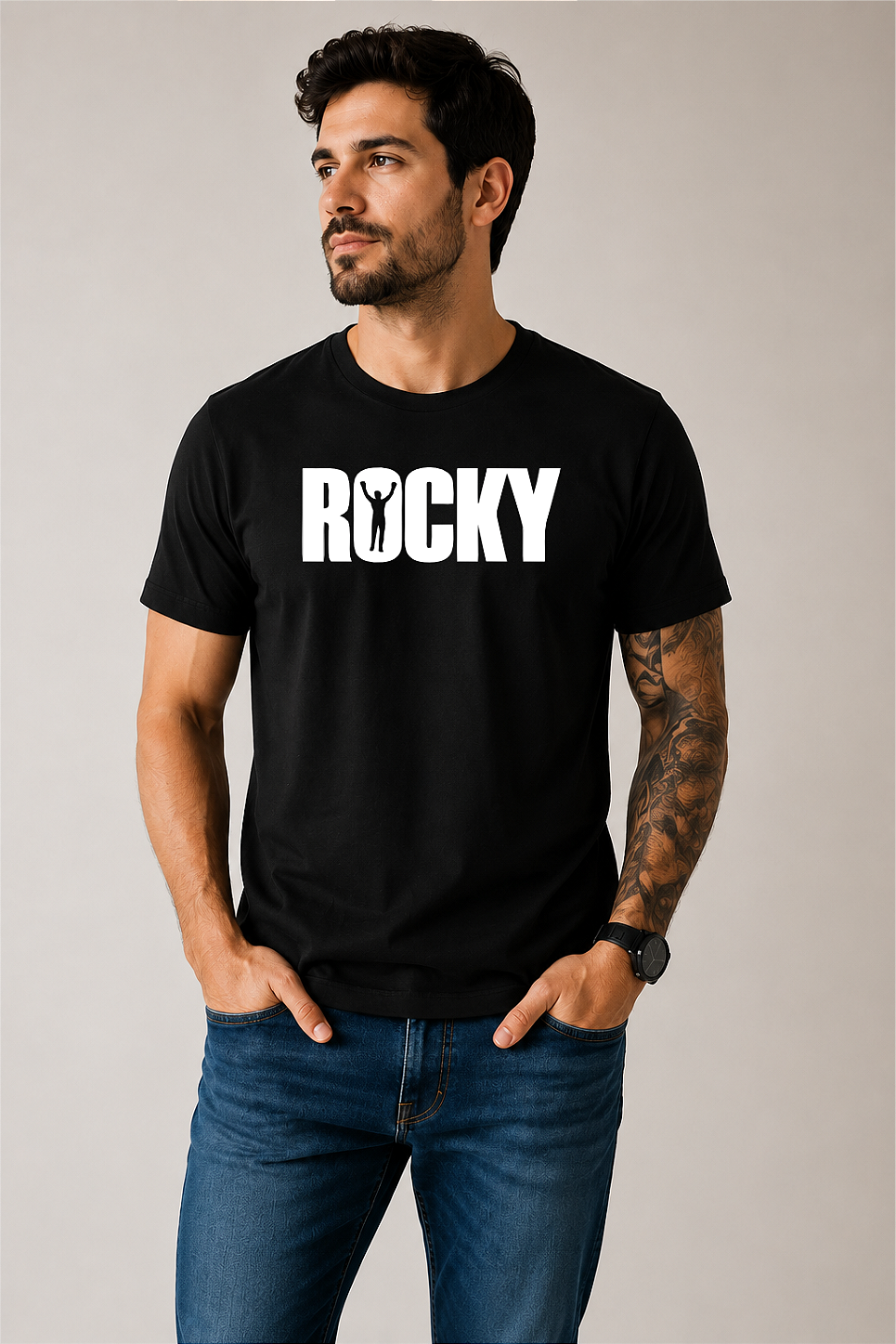 Camiseta Algodão Premium Estampa Rocky