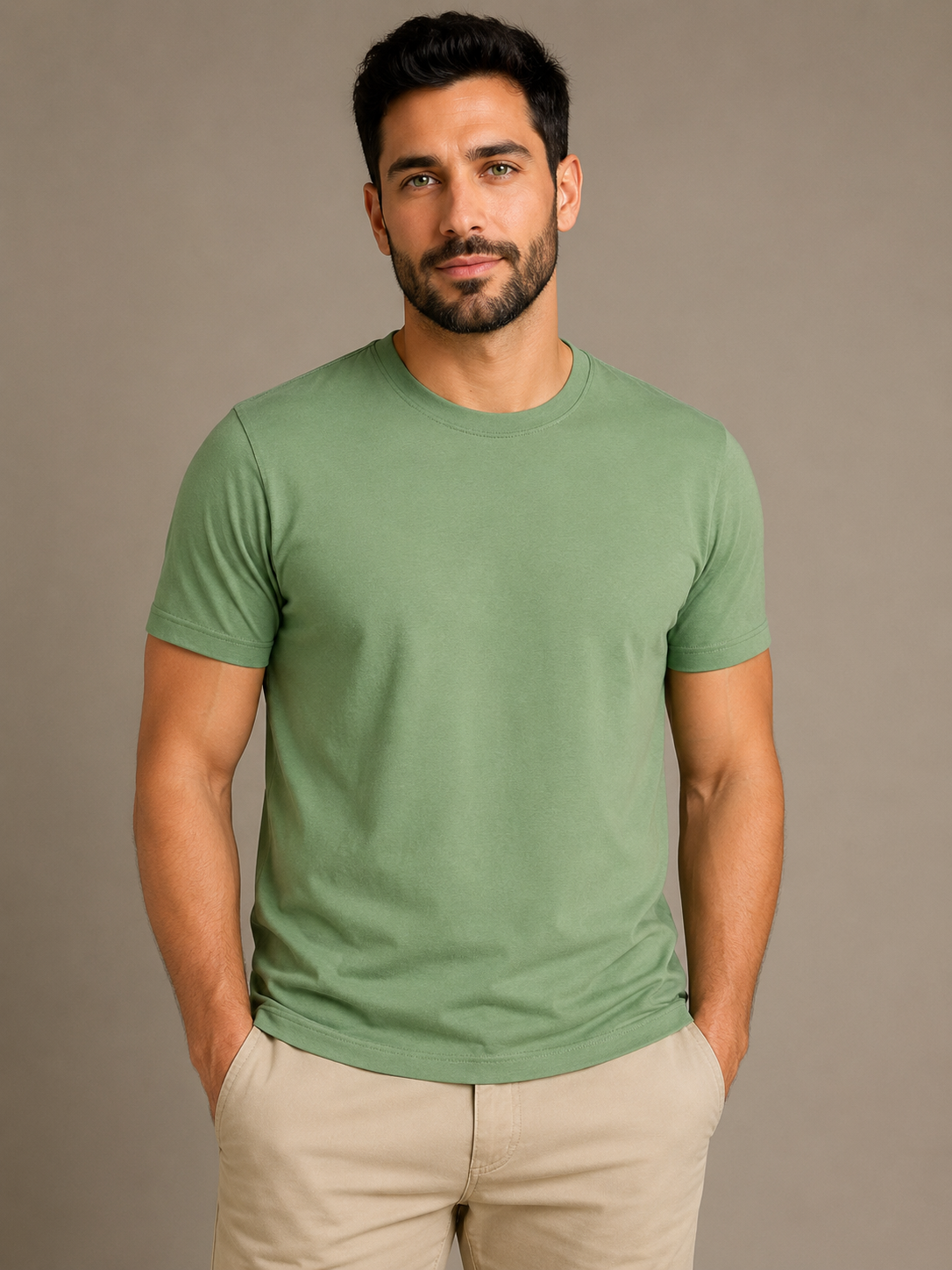 Camiseta Verde Oliva de Algodão Egípcio