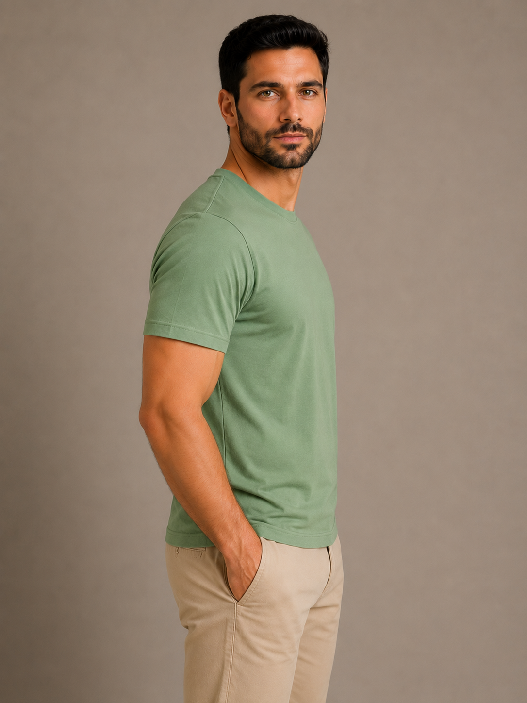 Camiseta Verde Oliva de Algodão Egípcio