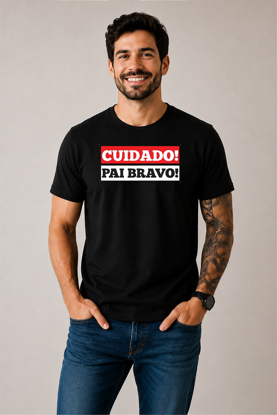 Camiseta Algodão Premium Estampa Pai Bravo