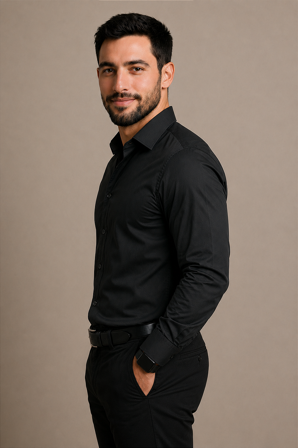 Camisa Social, Masculina, Preta