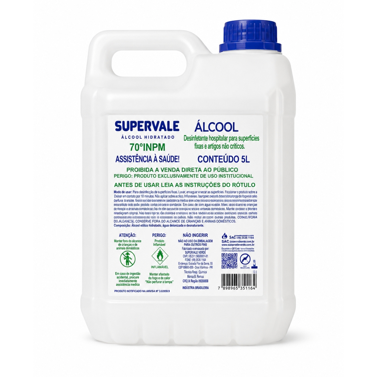 Álcool Líquido 70° Super Vale 5L